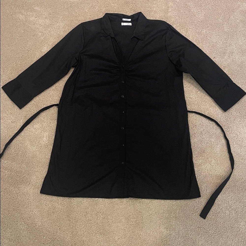 Old Navy black midsleeve shirt dress with tie belt at waist, size XL